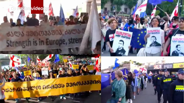 თბილისის რამდენიმე ლოკაციიდან ევროპის დღისადმი მიძღვნილი მარშები ევროპის მოედნის მიმართულებით დაიძრნ...